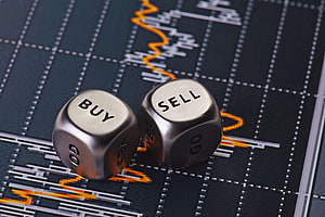 Buy and Sell Dice on Financial Stock Market Chart Background HD wallpaper