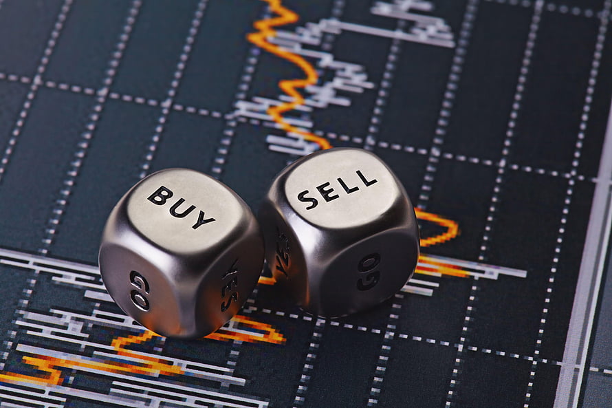 Buy and Sell Dice on Financial Stock Market Chart Background HD wallpaper