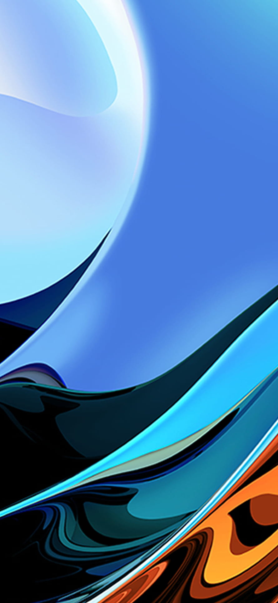 Abstract Liquid Metal Waves with Blue and Orange Accents HD phone wallpaper