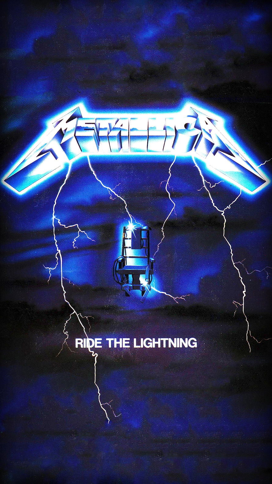 Metallica Ride The Lightning Album Cover Artwork With Electric Chair And Lightning Bolts HD phone wallpaper