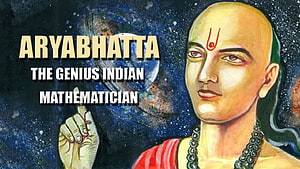 Aryabhata Portrait Illustration with Cosmic Background and Mathematical Theme HD wallpaper