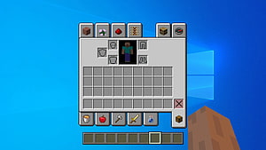 Minecraft Inventory Screen with Steve Character and Item Slots on Blue Background HD wallpaper