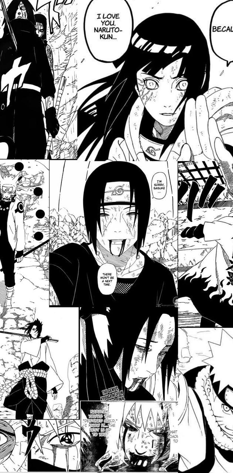 Naruto Manga Panels Featuring Sasuke and Naruto in Emotional Black and White Comic Scenes HD phone wallpaper