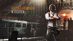 Battlegrounds Mobile India Soldier at Train Station with Helmet and Tactical Gear HD wallpaper