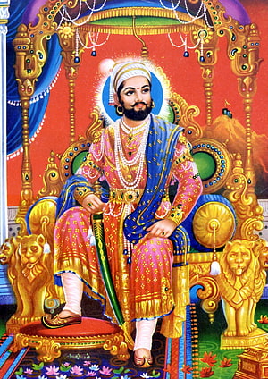 King Prithviraj Chauhan Sitting on Golden Throne with Sword and Lions HD phone wallpaper