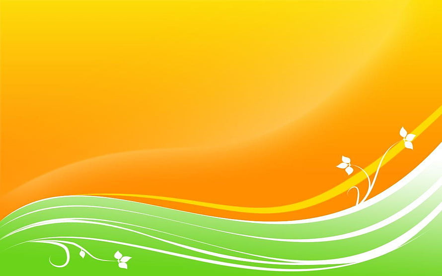 Abstract Green and Orange Gradient Background with White Floral Swirls HD wallpaper
