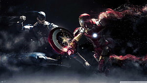 Captain America and Iron Man Clash in Epic Cinematic Battle Scene, Iron Man Captain America Vs Iron Man ❤, iron man HD wallpaper