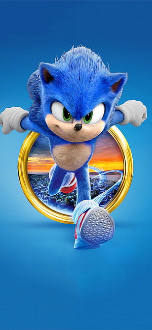 Sonic the Hedgehog Running Through Golden Ring Wallpaper HD phone wallpaper