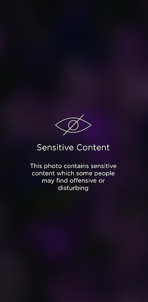 Dark Purple Sensitive Content Warning Screen With Eye Icon And Text HD phone wallpaper