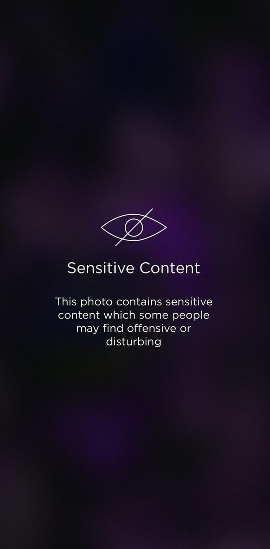 Dark Purple Sensitive Content Warning Screen With Eye Icon And Text HD phone wallpaper