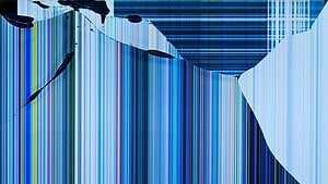 Abstract Blue Digital Glitch Art With Vertical Stripes And Data Corruption Visuals HD wallpaper