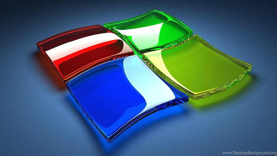 Windows 10 Logo Rendered as Four Translucent Glass Tiles in Red Green Blue and Yellow HD wallpaper
