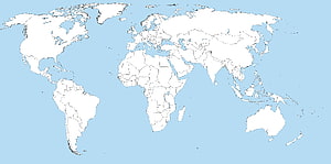 Blank Political World Map With Country Borders And Light Blue Ocean Background HD wallpaper
