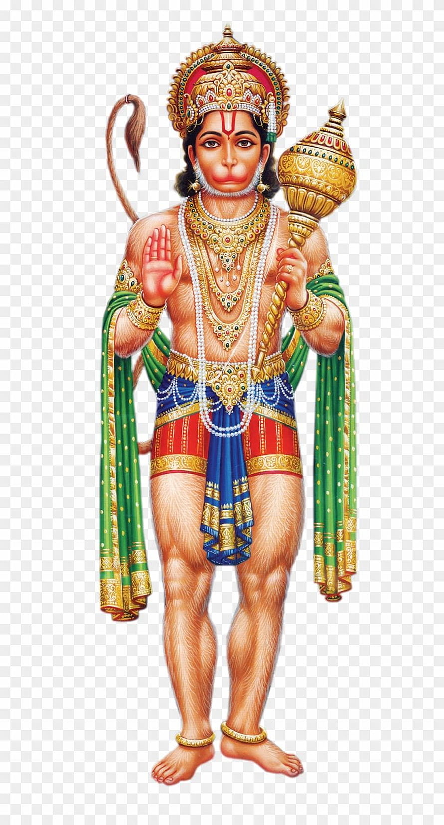 Lord Hanuman Hindu Deity Illustration With Golden Mace And Traditional Jewelry, Hindu God Abhaya Anjaneya Swamy Png Famous, #anjaneya swamy HD phone wallpaper