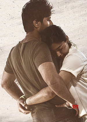 Emotional embrace of a man and woman in a sepia-toned cinematic still, Vijay Devarakonda's Dear Comrade Teaser Poster And Still, vijay devarakonda and rashmika HD phone wallpaper