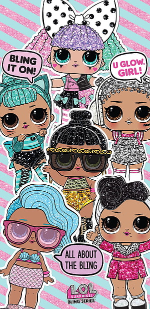 LOL Surprise Bling Series Dolls Sticker Sheet with Glittery Outfits and Catchphrases HD phone wallpaper