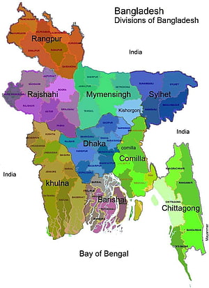 Colorful Political Map of Bangladesh Showing All Seven Administrative Divisions and Districts HD phone wallpaper