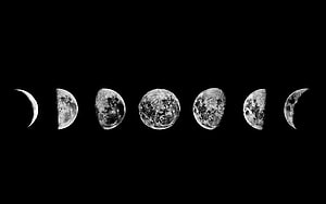 Complete Lunar Cycle Phases Sequence on Black Background HD wallpaper