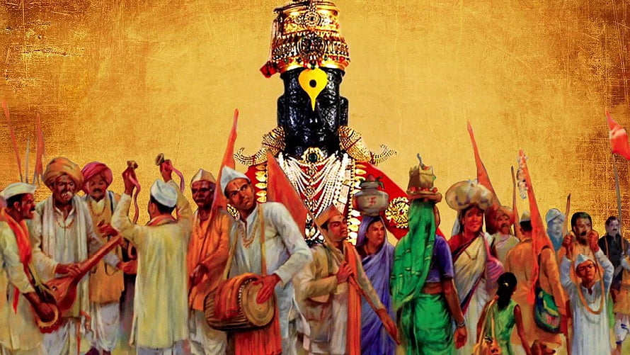Khatu Shyam Ji divine idol procession with devotees and musicians HD wallpaper