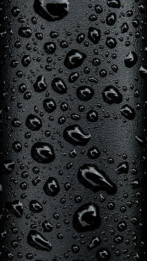 Black Water Droplets on Textured Surface, Moody Rainy Day Macro Photography HD phone wallpaper