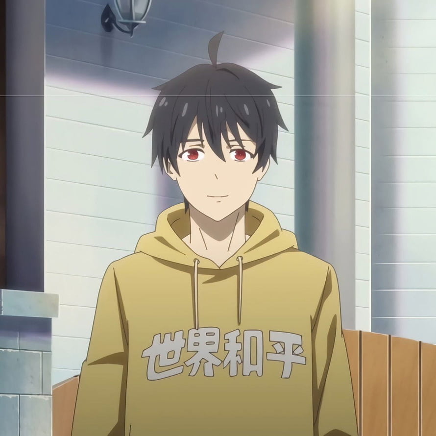 Wang Ling Anime Character in Yellow Hoodie with Japanese Text HD phone wallpaper