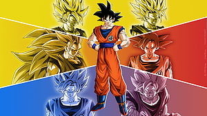 Goku Dragon Ball Super Saiyan Transformations Collage Anime Wallpaper HD wallpaper