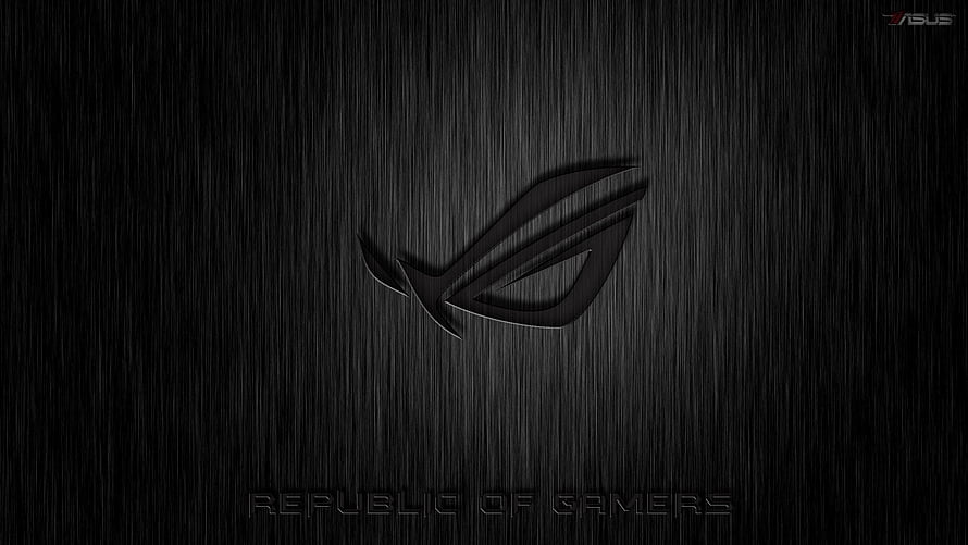 Republic of Gamers ROG Logo on Dark Brushed Metal Texture HD wallpaper
