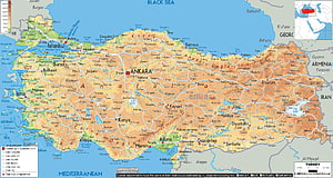 Detailed Topographic Map of Turkey Showing Major Cities and Geographic Features HD wallpaper