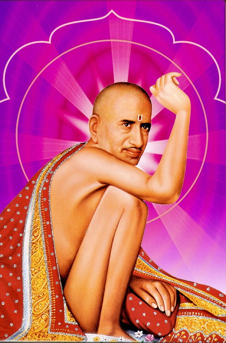 Shegaon Shree Gajanan Maharaj Portrait with Purple Mandala Background HD phone wallpaper