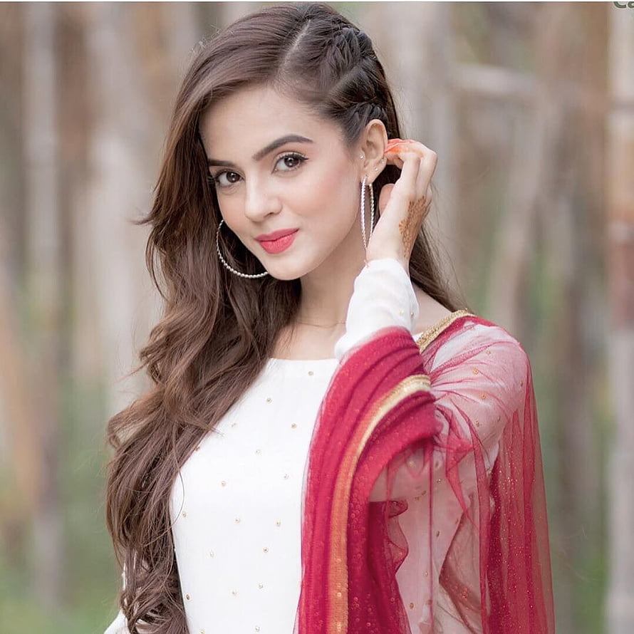 Jannat Zubair Rahmani in a white and red traditional outfit with henna and hoop earrings, ] Cute Whatsapp DP Girl, cute girl dp HD phone wallpaper
