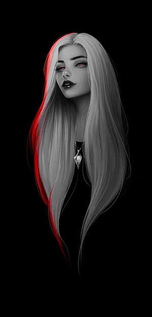 Gothic Anime Girl With Red Eyes And White Hair Digital Art HD phone wallpaper
