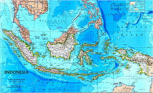 National Geographic Society Indonesia Map with Topographic Relief and Island Labels HD wallpaper