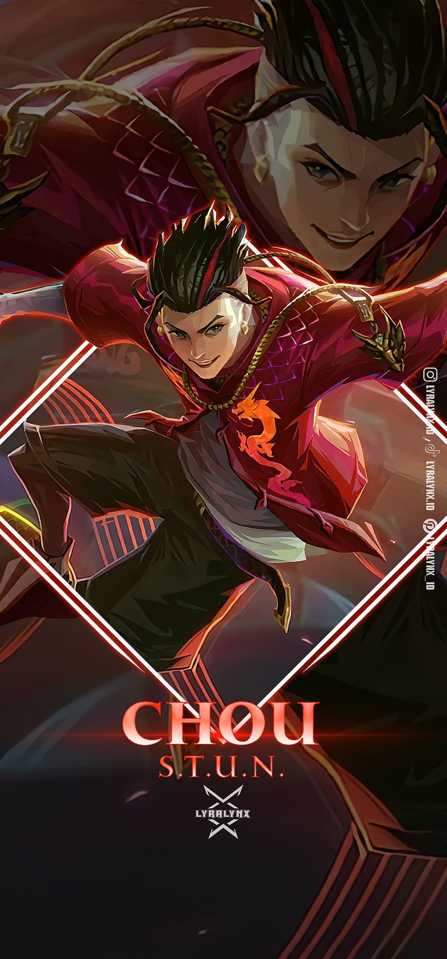 Chou S.T.U.N. Valorant Agent Anime Style Red Dragon Skin Wallpaper HD phone wallpaper