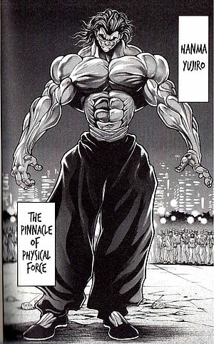 Hanma Yujiro from Baki the Grappler in a Powerful Black and White Manga Panel HD phone wallpaper