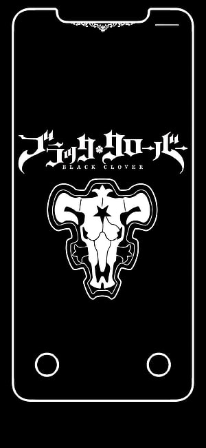 Black Clover Black Bulls Emblem with Stylized Bull Skull on Black Background HD phone wallpaper