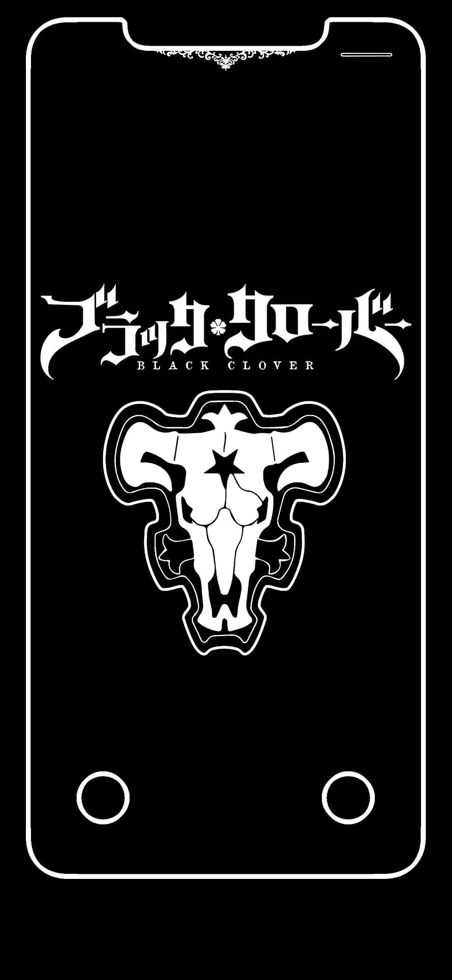 Black Clover Black Bulls Emblem with Stylized Bull Skull on Black Background HD phone wallpaper