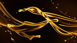 Abstract Liquid Gold Splash on Black Background HD wallpaper