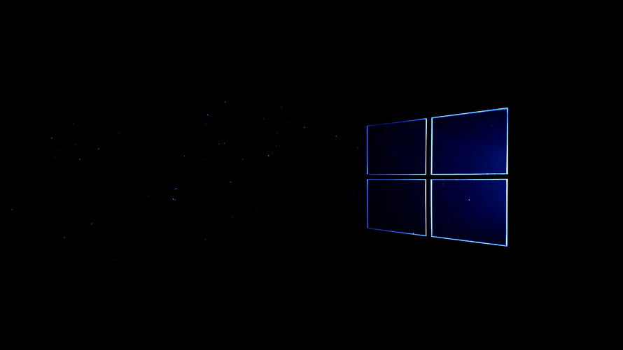 Windows 11 Default Dark Blue Wallpaper with Glowing Logo and Particles HD wallpaper