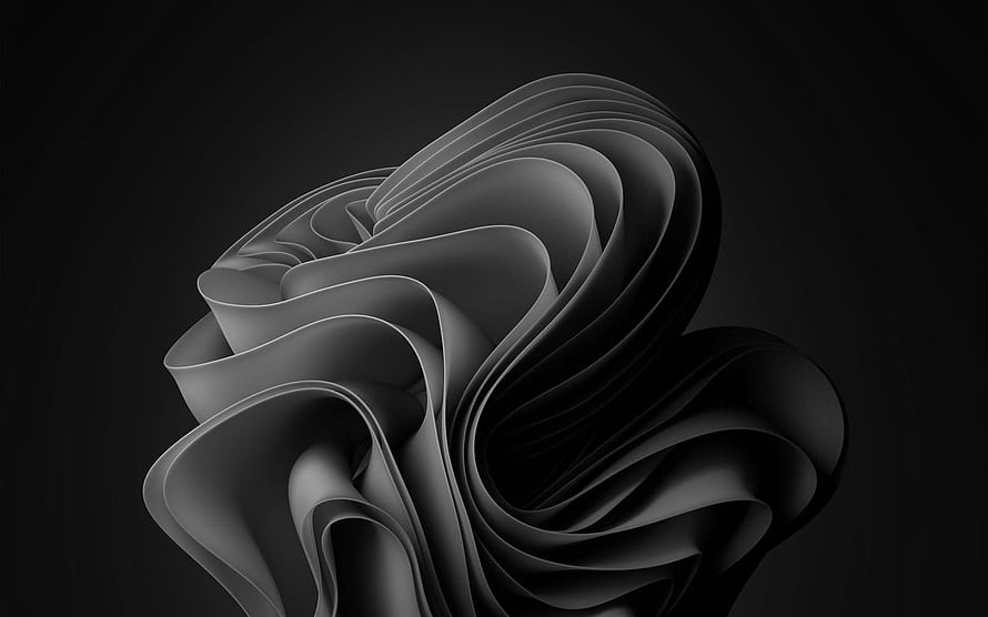 Monochromatic 3D Abstract Sculpture with Flowing Organic Curves on Black Background HD wallpaper