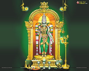 Meenakshi Amman Deity in Golden Temple Arch with Oil Lamps and Flower Garland, Meenakshi Amman Temple, on Jakpost.travel, #meenakshi amman HD wallpaper