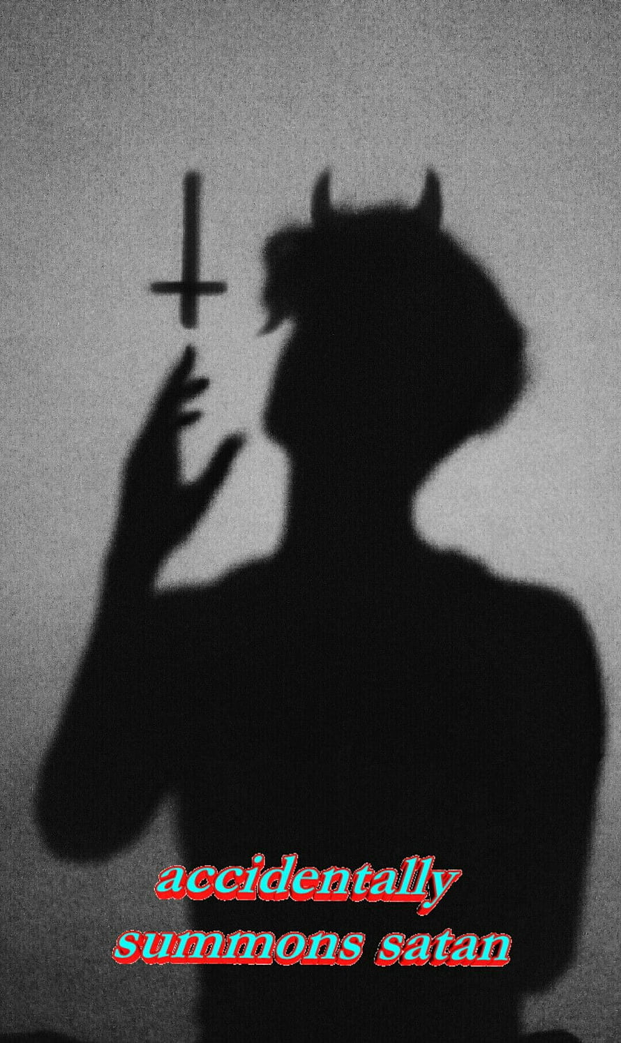 Devil Shadow Wall Art: Silhouette with Horns and Cross Symbol HD phone wallpaper