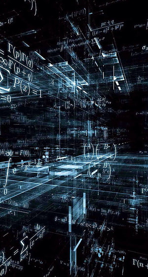 Abstract Digital Mathematics Equations Floating in Dark Cyber Space HD phone wallpaper