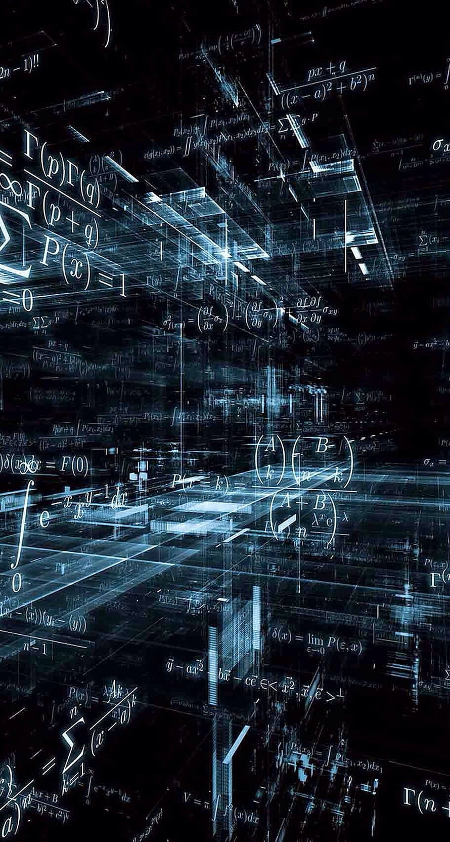 Abstract Digital Mathematics Equations Floating in Dark Cyber Space HD phone wallpaper
