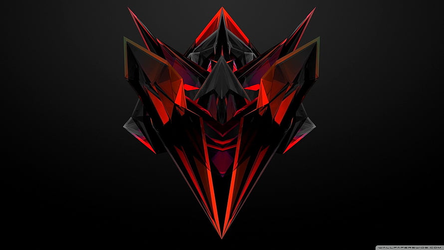 Red and Black Geometric Crystal Skull Abstract Digital Art HD wallpaper