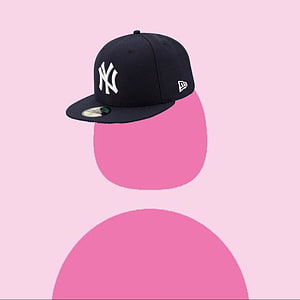 New Era New York Yankees Navy Snapback Cap on Pink Geometric Background HD phone wallpaper