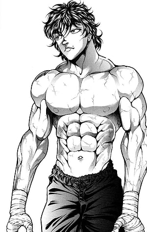 Baki Hanma Muscular Black and White Manga Character Illustration HD phone wallpaper