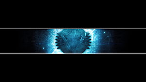 Futuristic Cyberpunk Robot Head Banner with Glowing Blue Digital Circuitry and Binary Code HD wallpaper