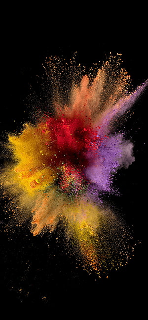 Vibrant Multicolor Powder Explosion Bursting Against Black Background HD phone wallpaper
