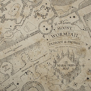 Harry Potter Marauder's Map with Hogwarts Castle and Character Names on Aged Parchment HD phone wallpaper