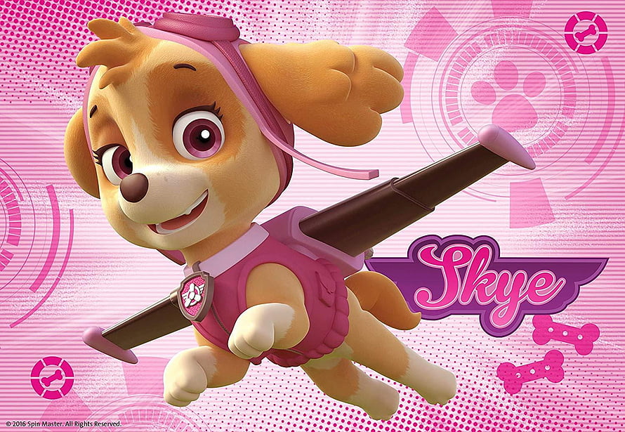 Skye from Paw Patrol Flying with Jetpack in Pink Outfit HD wallpaper